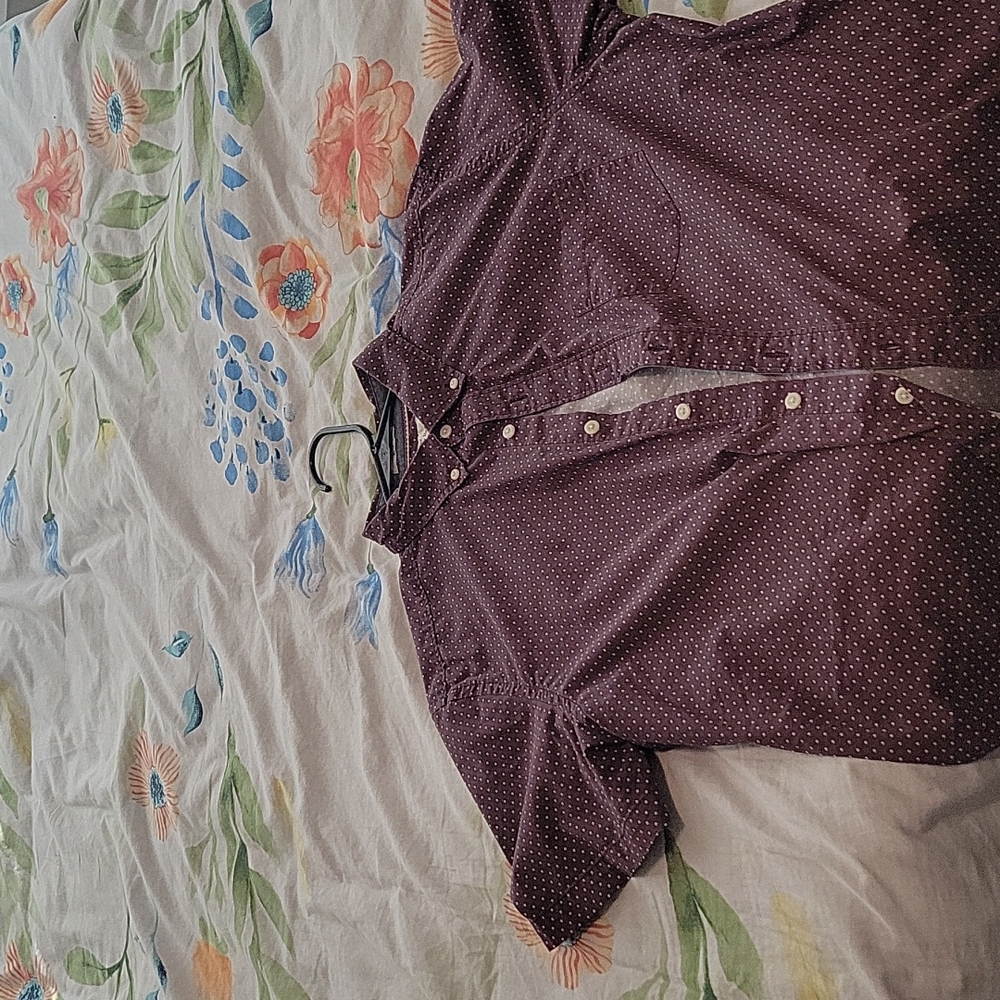 Hawker Rye large slim stretch button up tee in red